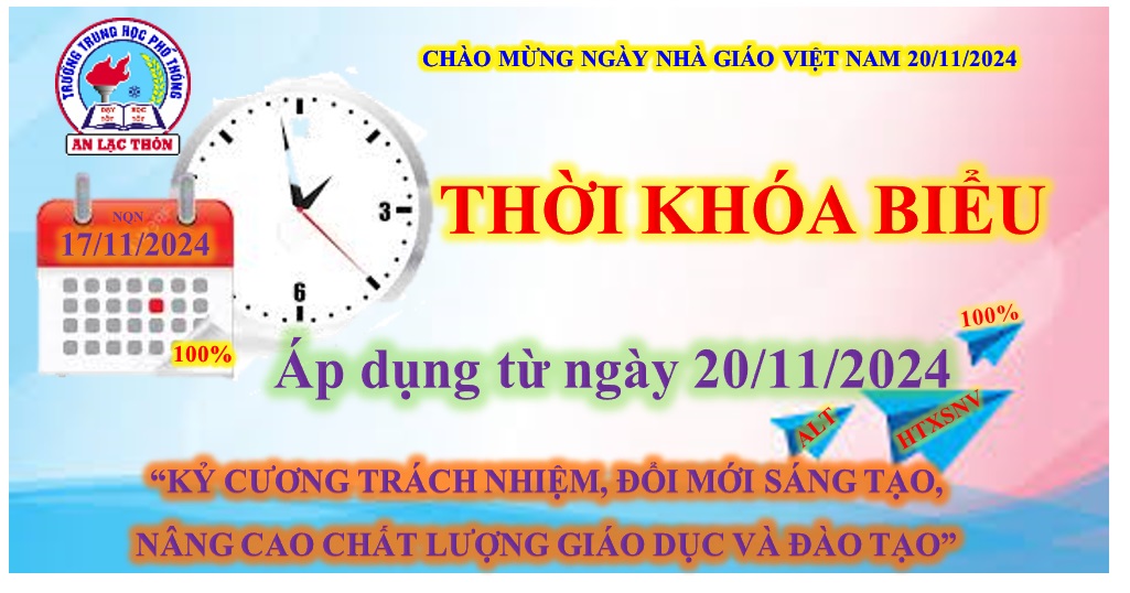 Thời khóa biểu áp dụng từ 18/11/2024