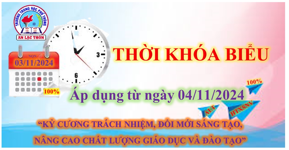 Thời khóa biểu áp dụng từ ngày 04/11/2024