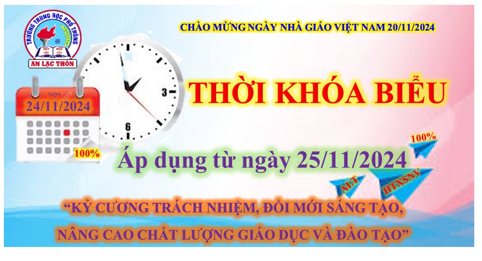 Thời khóa biểu áp dụng từ 25/11/2024