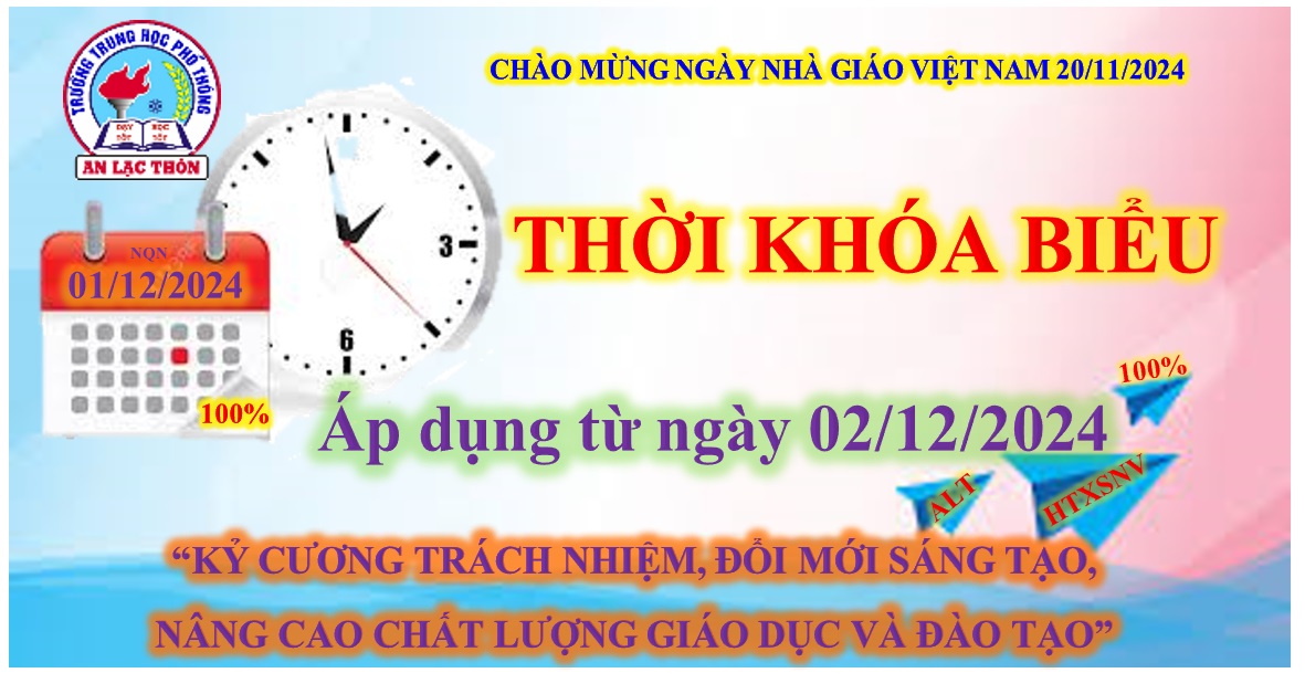 Thời khóa biểu áp dụng từ 02/12/2024