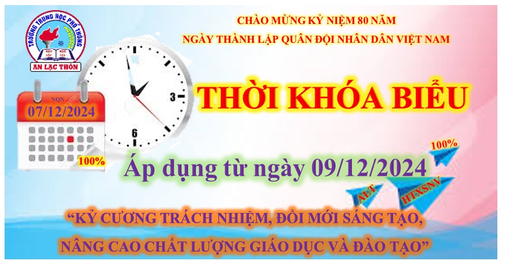 Thời khóa biểu áp dụng từ 09/12/2024