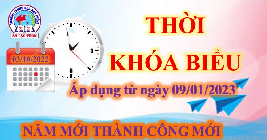 Thời khóa biểu áp dụng ngày 09/01/2023